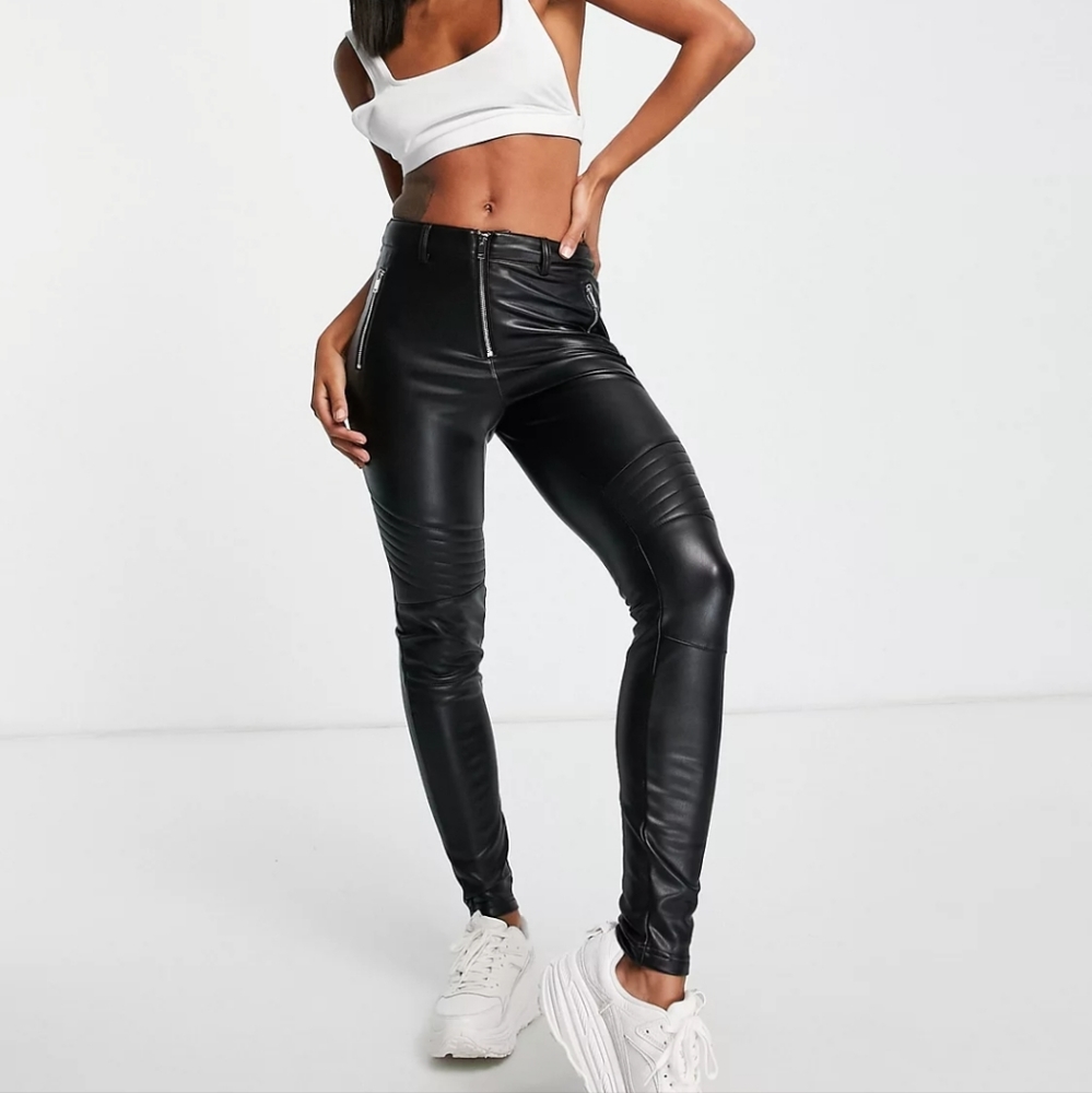 Topshop Moto Faux Leather Skinny Pants
